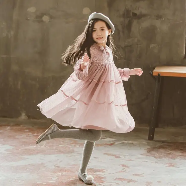 Платье для девочек; Детские платья для девочек; платье принцессы; костюм для детей; vestidos de fiesta de noche; зимняя бархатная одежда; сохраняющая тепло - Цвет: Розовый
