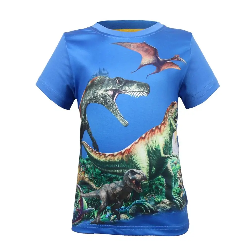 Одежда для маленьких мальчиков короткий рукав мультфильм рубашки с акулами одежда для малышей Детская Хлопковая футболка «Мир Юрского периода» одежда с динозаврами 8302 - Цвет: 8332L