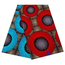 Африканский высокое качество Анкара настоящий гарантированный настоящий голландский воск красный и синий Модный узор принт хлопок Ткань 6 ярдов