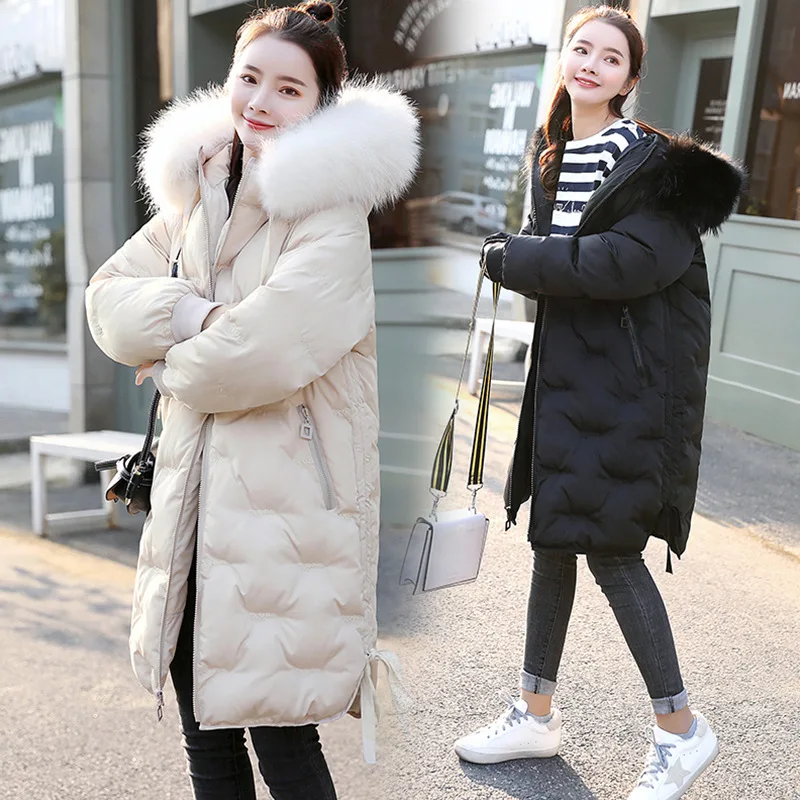 

Down Jacket Cotton-padded Clothes Women's Mid-length 2018 Winter New Style Korean-style Loose-Fit Slimming Thick Cotton Overcoat