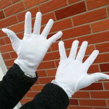 

12 Pairs Mittens Cotton White Gloves Sweatproof Anti Slip Jewelry Wenwan Adults Sweat Liner Work Hand Protector Lightweight