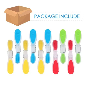 

Plastic Non-Slip Clothespins – Pack Of 12 Soft Touch Rubber Grip Ends Wide Open Sturdy Clips For Line Drying Laundry And Securin