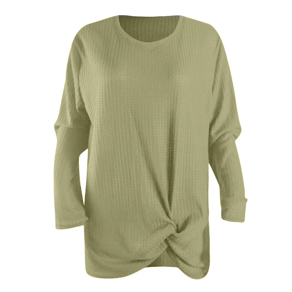 JAYCOSIN Chiffon Blouse Womens Casual Long Sleeve Autumn Knot Waffle Knit Tunic Blouse Cute Shirts Tops Winner Girl Lady 729