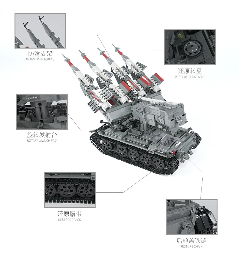 Xingbao XB06001/003/004/005/006/007 Военная серия T92/SA-3/SA-2/KV-2/SA-4 бак ракеты 8U218, строительные блоки, игрушки для детей