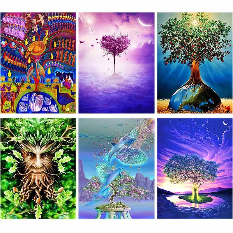 

Landscape Diamond Painting Tree Full Square 5d Diy Diamond Embroidery Leaf Abstract Cross-stitch Home Decor Art kid's Gift A80