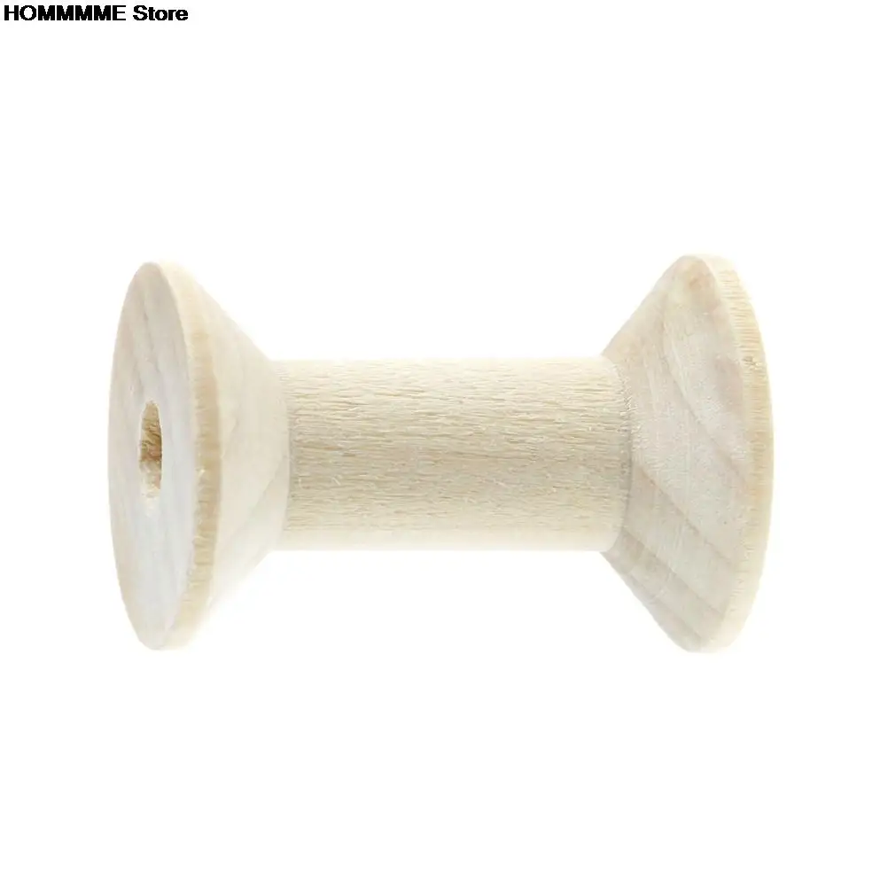 10PCs Empty Wooden Bobbin Spools For Thread Wire 47mmx31mm Natural Color Needlework