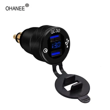 OHANEE автомобильное быстрое зарядное устройство QC3.0 двойной USB прикуриватель для BMW светодиодный дисплей Напряжение 12-24 в USB адаптер ЕС стандарт Разъем