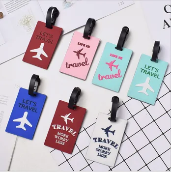 

Fashion Aircraft Letter Luggage Tag Silica Gel Suitcase ID Address Holder Baggage Boarding Tag Portable Label Travel Accessories