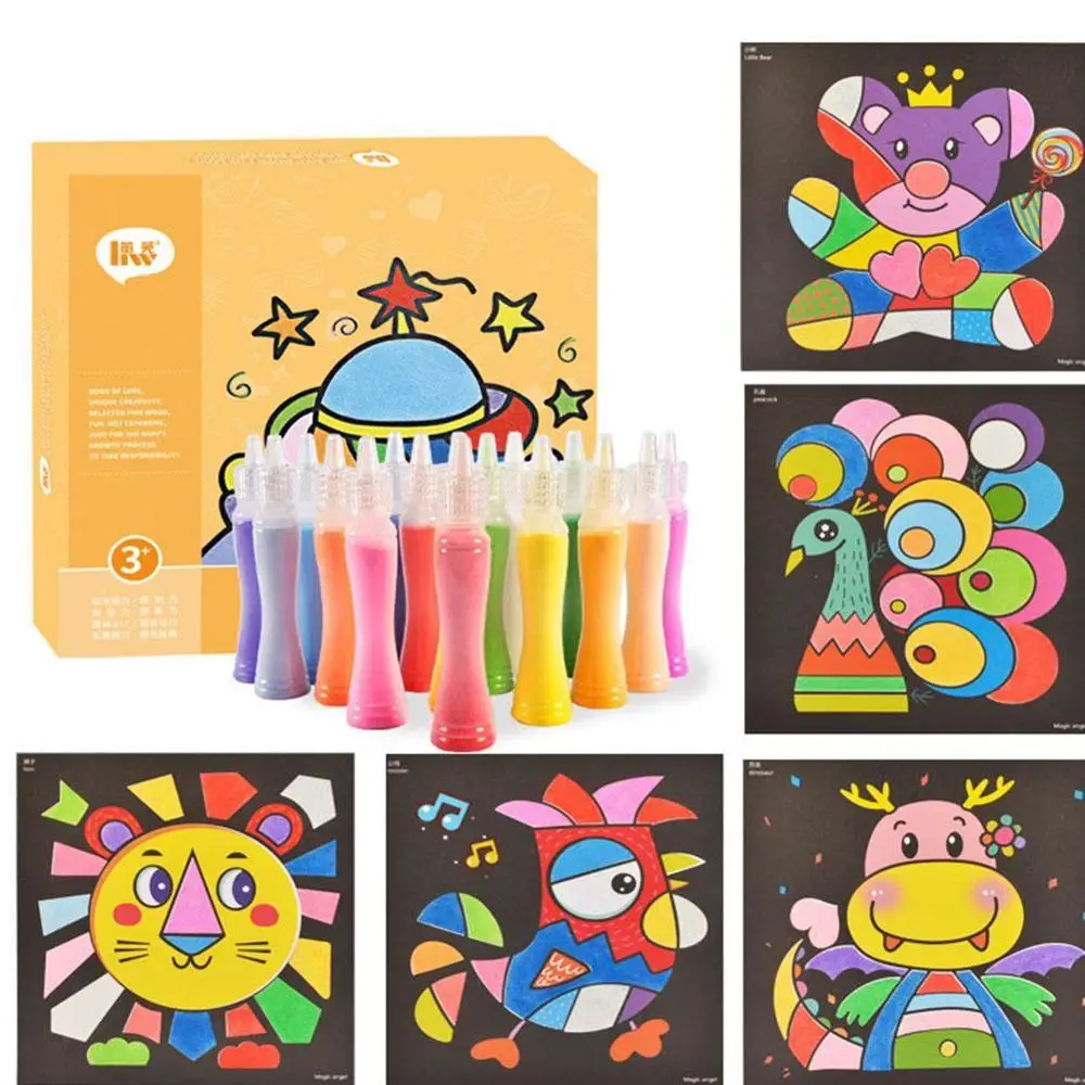 24 colors Детский игрушечный костюм для рисования песком, 24 цвета, бутылки, сделай сам, мультяшная игрушка для рисования песком, детские игрушки для творчества и рукоделия, детский подарок - Цвет: 24 colors