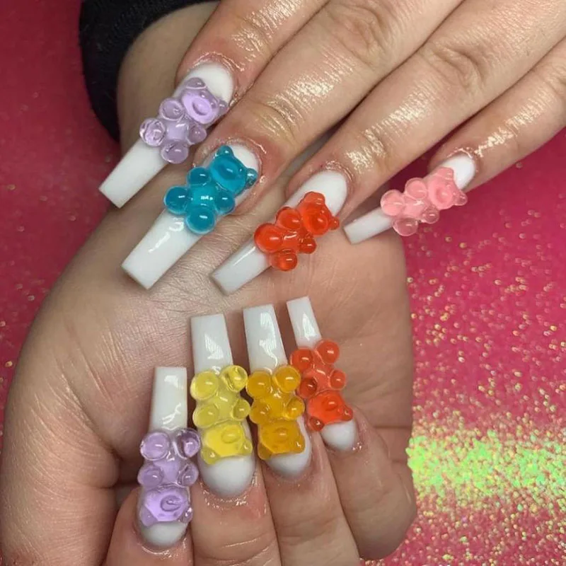 20pcs Jelly Nail Charms Resin Flatbacks Candy Bear Decoration Kawaii Gummy  Bears DIY Craft Accessories Press ON Decor Parts - AliExpress