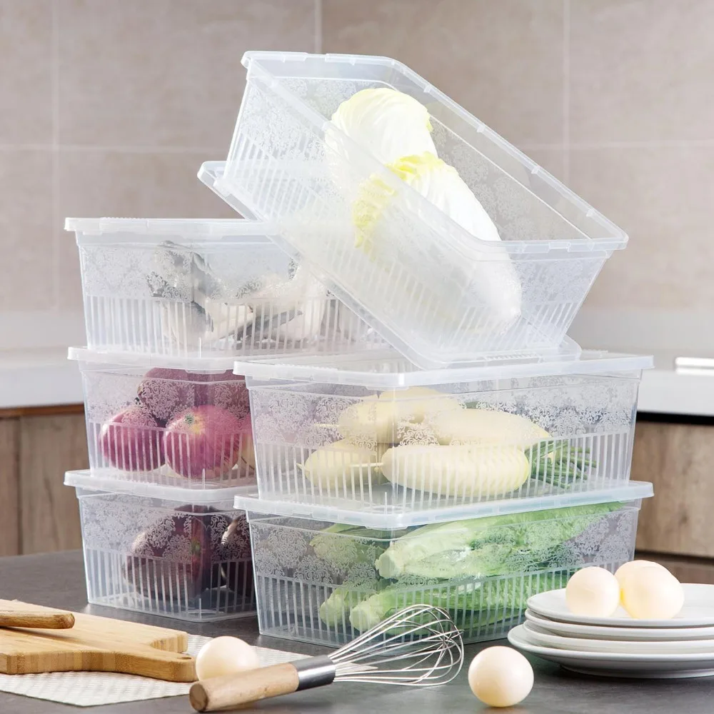Большой Кухонный холодильник ящик для хранения пластиковые зерна бобы органайзер для яиц контейнер еда овощи ящики для хранения контейнеров