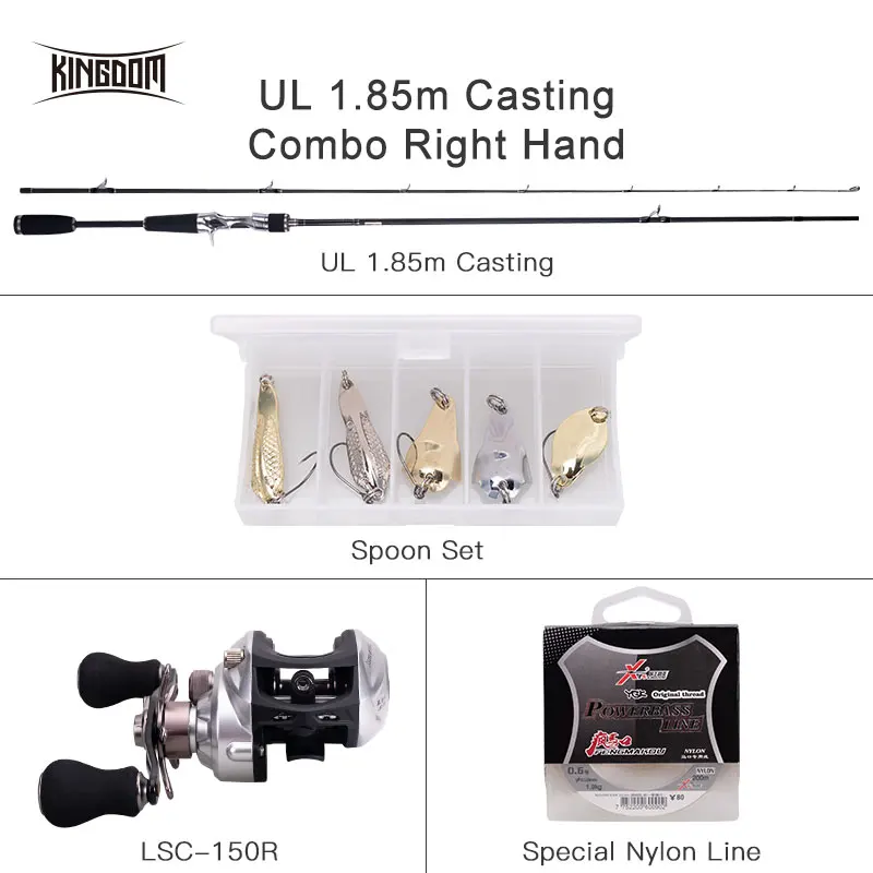 1.85m-Casting-R Kingdom литье спиннинг для зимней рыбалки катушки и Fly Line& приманки& стержень комбо 2 секции Фидер с сертификацией UL/M/ML/MH 1,85/2,05/2,2/2,29 m для щука - Цвет: 1.85m-Casting-R