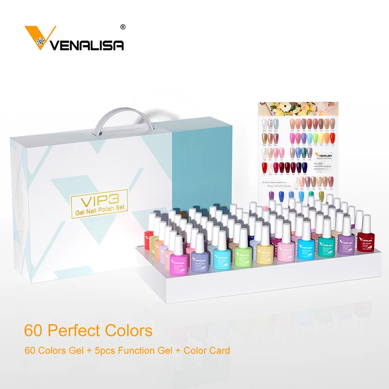 61508 Venalisa VIP3 Set Kit 60 Colors Color Gel A Set Base/Top Gel