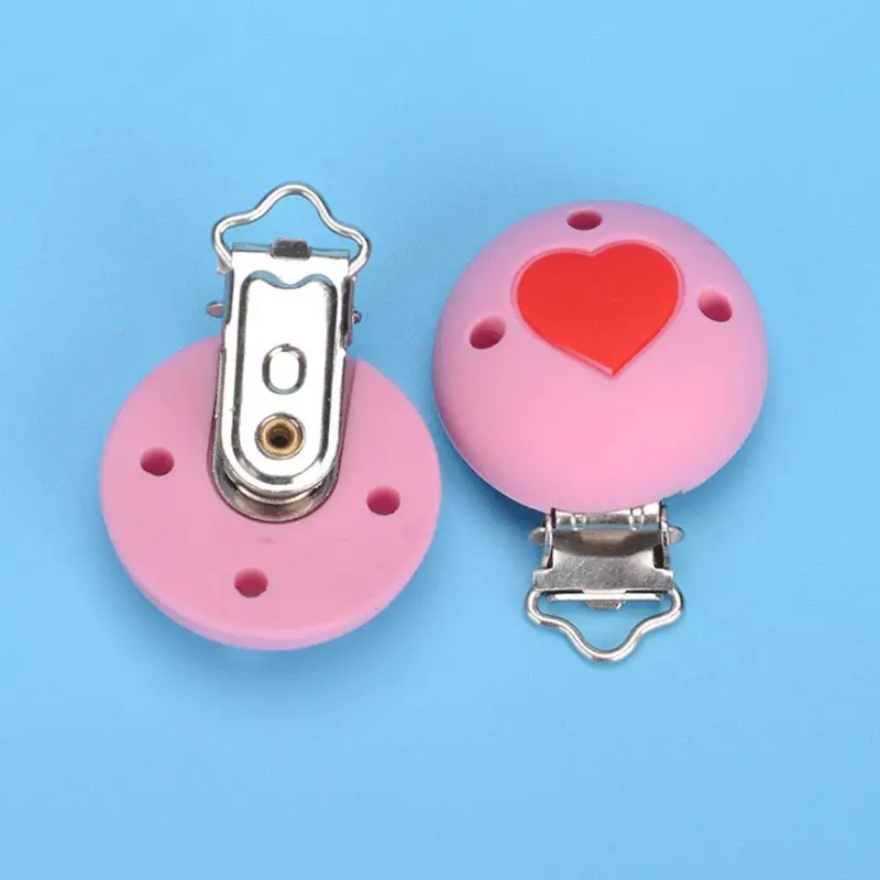 2 шт детские силиконовые соски с зажимом сердце любовь DIY прорезывание зубов игрушка ожерелье Детские Силиконовые Прорезыватели аксессуары ниппель для клипа застежки