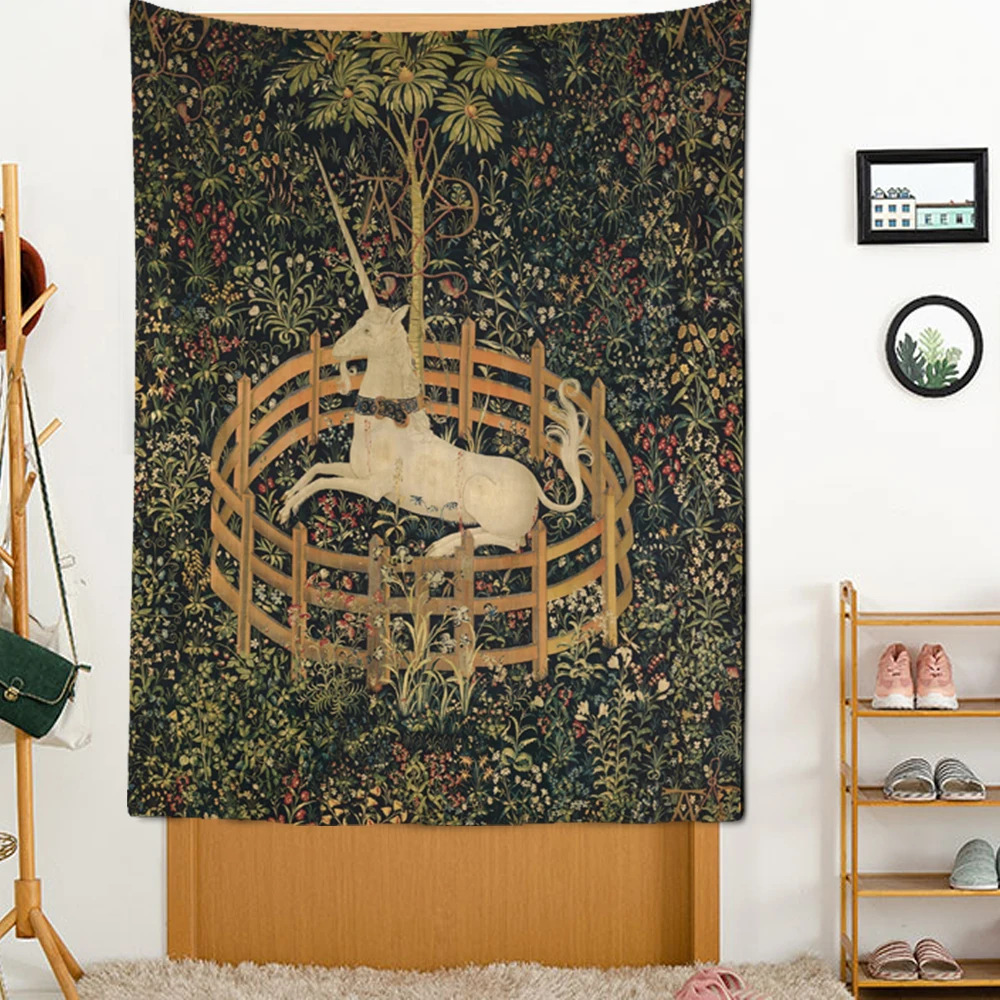 The Unicorn In Captivity Wall Tapestry Cover Beach Towel Picnic Yoga Mat Home Decoration Animal Wall Covering
