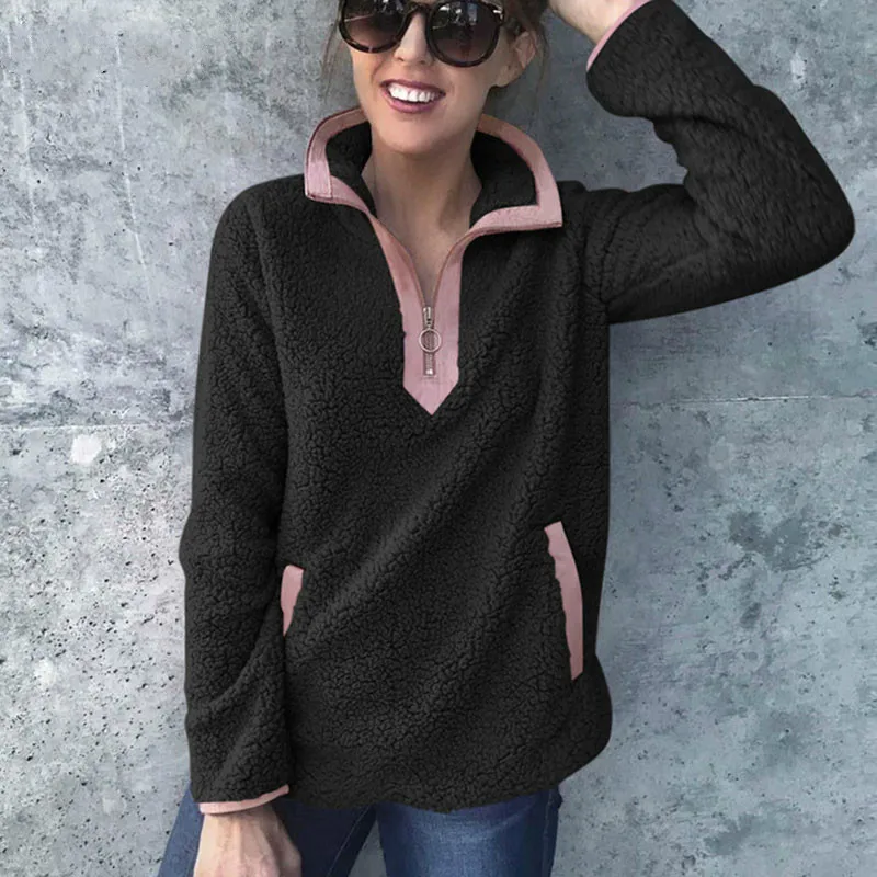 Осенняя одежда, вместительная толстовка, женское рождественское платье, Зимняя шерстяная молния, женские пальто