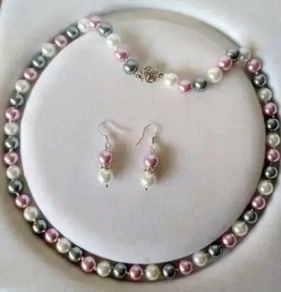 8MM multicolor Shell Pearl necklace earrings set | Украшения и аксессуары