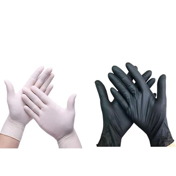 

HOT-100 White Thickened, 100 Black Thickened Disposable Gloves Latex Gloves, Universal for Left and Right Hands