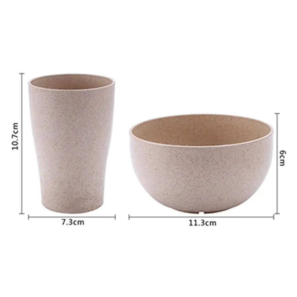 TWISTER. CK 6 шт./компл. биоразлагаемая пшеничная соломенная фибровая тарелка чашка, вилка, ложка, палочки для еды, набор посуды