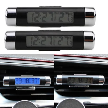 

2 in 1 Air Vent Outlet Car Clock Thermometer Backlight Clock Car Digital Time LCD Screen Car Styling