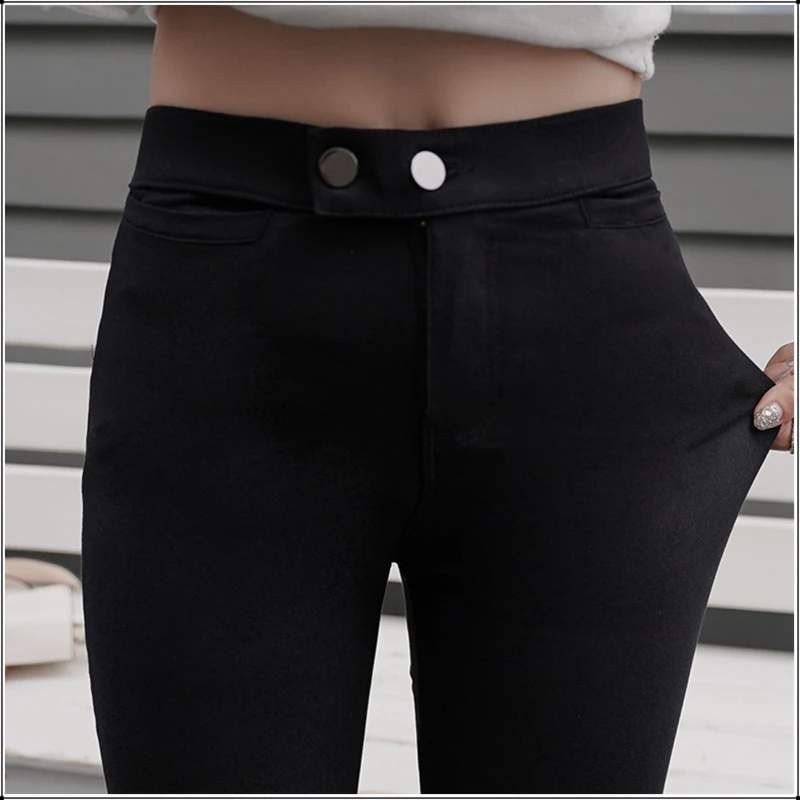 

Plus Size Women Big Stretch Black Pencil Pants Mid Waist Slim Skinny Trousers Spring Autumn Casual Elastic Bodycon Leggings New