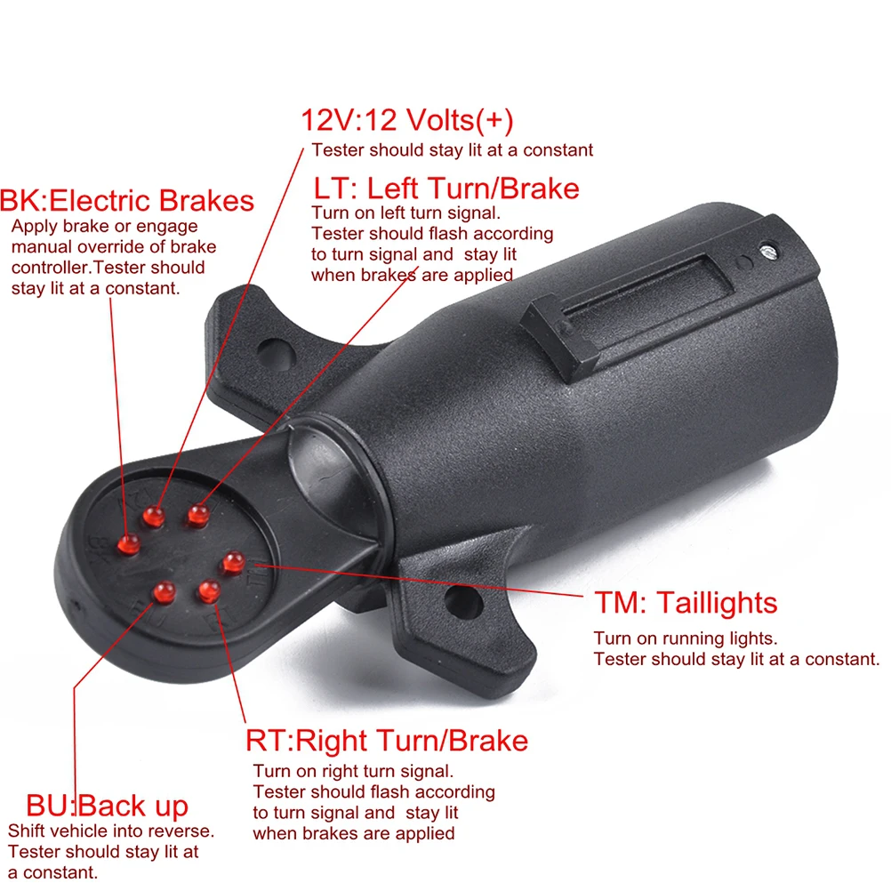 1 шт. разъем прицепа 7-полосный тестер трейлера для легкого прицепа 7 Pin вилки и розетки для трейлеров, караванов, автомобилей, грузовиков