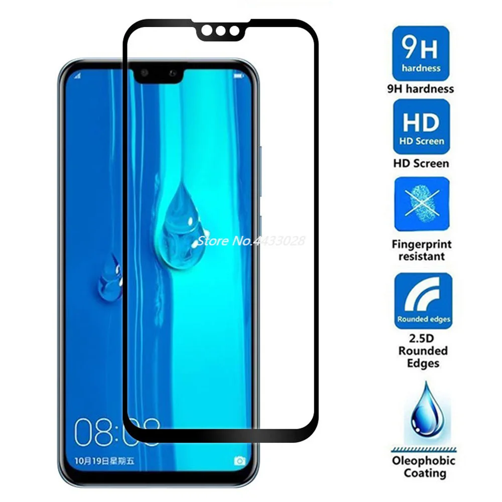 5D полное покрытие протектор экрана для HuaWei Y5 Y6 Y7 Y9 2019 9H закаленное стекло Pro полная