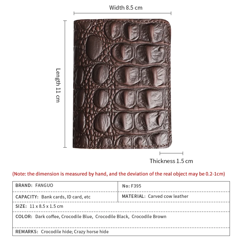 Genuine Leather Driver License Wallet For Men Retro Crocodile Printed Credit Card Holder Purse Handmade Bifold Slim Coin Pocket