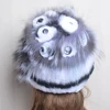 New Real Rex Rabbit Hair Luxury Woman Hat Fox Fur Beanies Caps Winter Women Hats Fashion Lady Warm Rex Rabbit Fur Knitted Hat 4