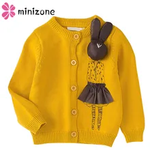 Одежда для маленьких девочек и мальчиков вязаный детский свитер повседневные топы с длинными рукавами с объемным рисунком кролика и круглым вырезом