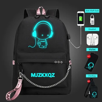 

Student School Backpack 3D Luminous Animation USB Charge School bag for Teenager boy anti-theft children's backpack schoolbags