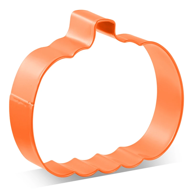 

KENIAO Thanksgiving Pumpkin Cookie Cutter - 8.6 x 7.4 cm - Sandwich Biscuit Fondant Cutter - Orange Color Coated Stainless Steel