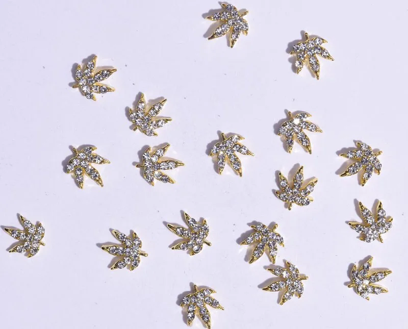 Set of 100pcs crystal marijuana leaf nail charms- NAIL ART Rhinestone Weed Leaf Nail Charms | Bong Beauties Nail Gems,3893,3894