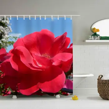

Roses Flowing Red Sky Fashion Shower Curtain Print Waterproof Bath Curtain