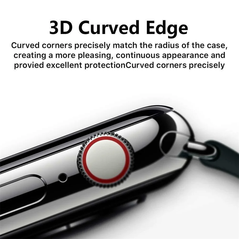 Полный Клей закаленное стекло 3D изогнутая крышка Защитная пленка для экрана черная пленка 40 мм 44 мм для Apple Watch Series 5 4 iWatch