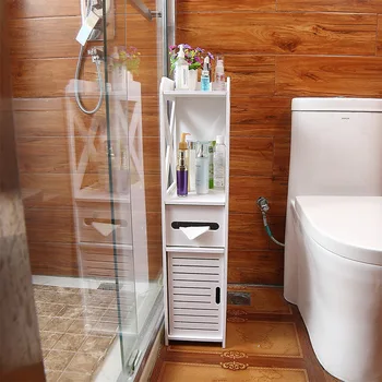 

Waterproof Toilet Side Cabinet Mounted PVC Bathroom Storage Rack Bedroom Kitchen Storage Shelves Home Bathroom Organizer
