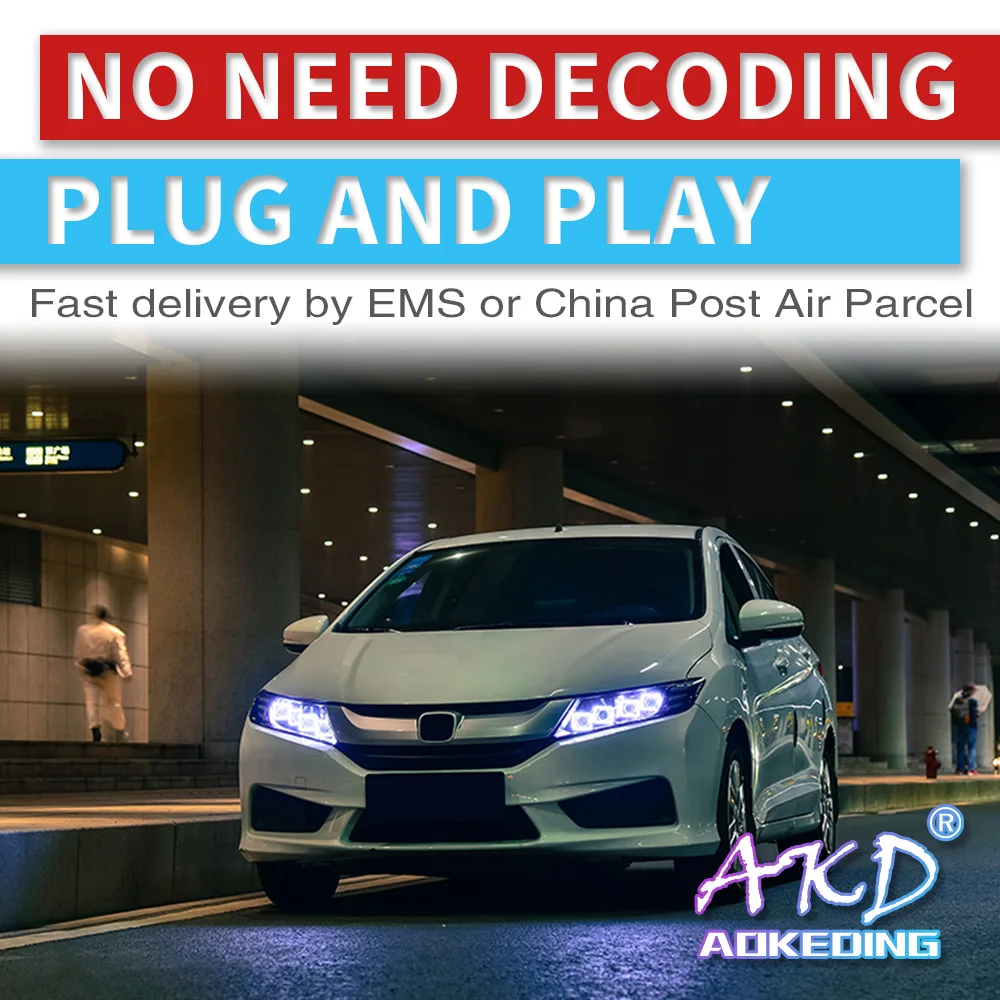 AKD Автомобильные фары для Honda City фары светодиодный DRL городской Головной фонарь передний свет би ксенон HID H7 D2H объектив
