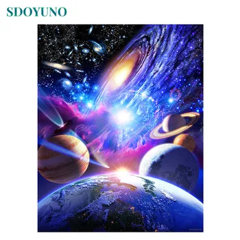 

SDOYUNO 60x75cm DIY Oil Painting By Numbers Solar system Frameless Paint By Numbers Canvas Painting Landscape Home Decor