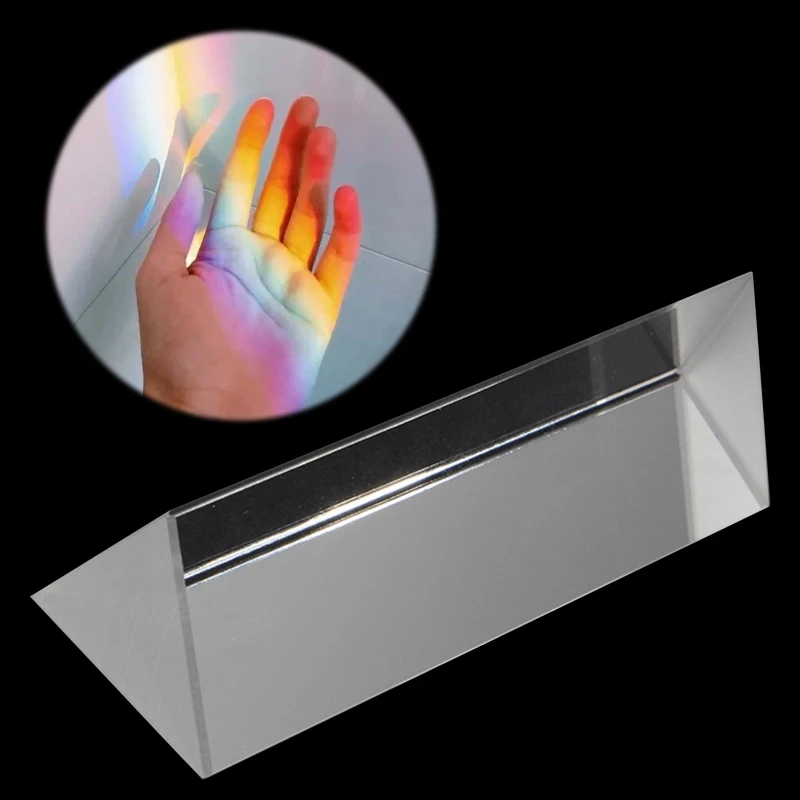 

New Triangular Prism K9 Optical Glass Refractor Physics Teaching Refracted Light Spectrum Rainbow Children Students Gifts