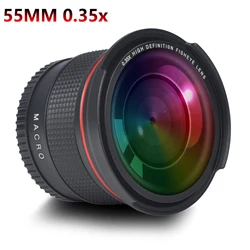55MM 0.35x Fisheye Wide Angle Lens (W/ Macro Portion) for Nikon D5300 D5200 D5100 D3500 D3400 D3300 D3200 and Sony A99II A77II