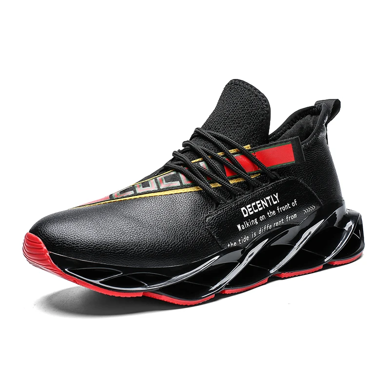 Зимняя мужская обувь, мужские кроссовки с полой подошвой, спортивная обувь для мужчин, спортивная обувь для взрослых, уличная спортивная обувь для тренировок и бега - Цвет: Черный