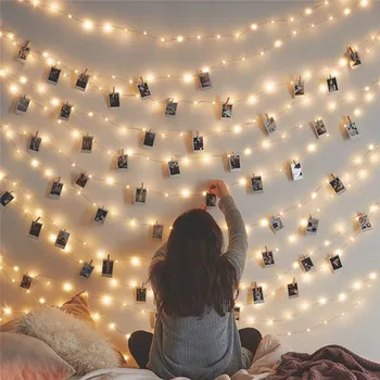 

New Year 1.5M 3 M 6 M Foto Clip Houder LED String Lights Fairy Lights Batterij Aangedreven Kerstmis Lights for Room Decoration