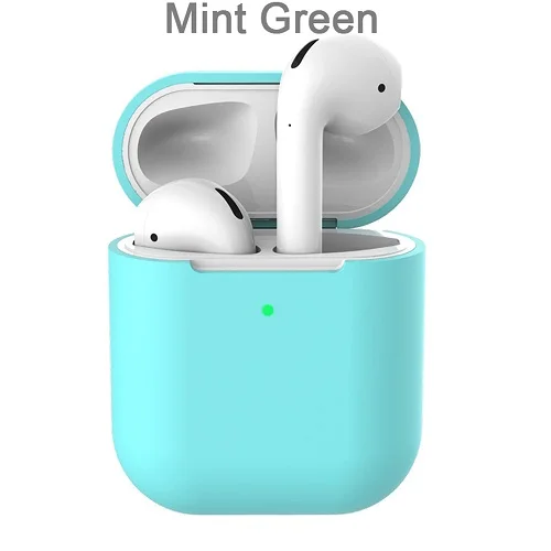 Чехол для наушников AirPods 2 силиконовый чехол беспроводные Bluetooth наушники защитный чехол для Apple AirPods чехол Аксессуары - Цвет: mint green