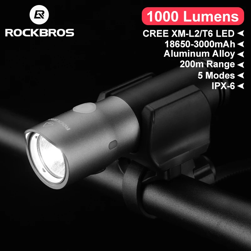 Rockbros Bicicleta 1000Lumen Fietsverlichting Led Sterke Zaklamp Front Cyclus Stuur 3000Mah 18650 Fietsverlichting|Fietslicht| AliExpress