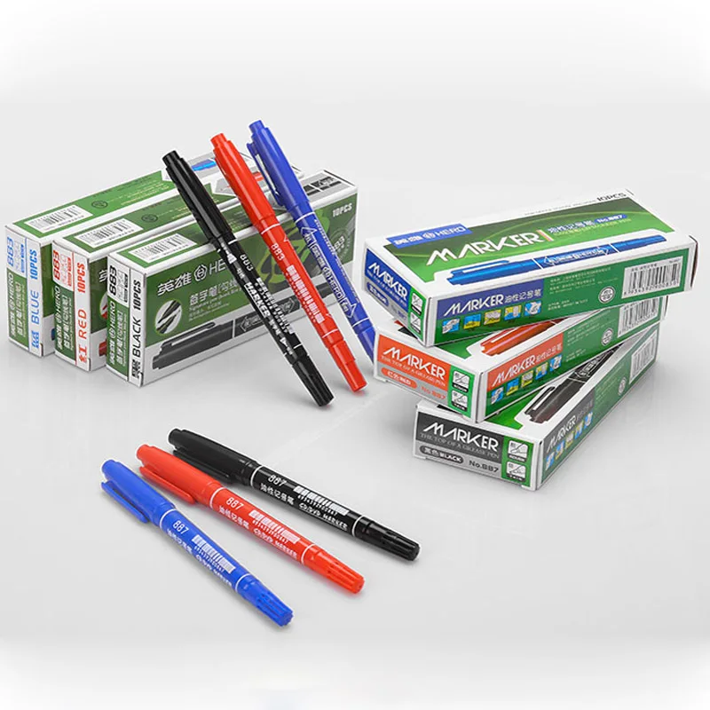 Double Writing Function Marking Pen 0.5/1.0 MM Nib Ink Waterproof Art Markers