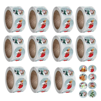 

Christmas Ornaments Sticker 11 Rolls 500 PCS Per Roll Very Suitable for Christmas Themed Christmas Tree Decorations