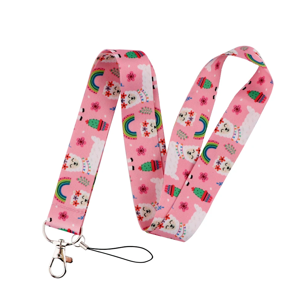 K3293 Alpaca Lanyard Pink Neck Strap for key ID Card Cellphone Straps Badge Holder DIY Hanging Rope Neckband Accessories | Украшения и