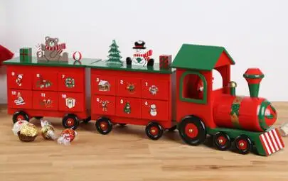 60*20 см три секции деревянный Адвент календарь форма поезда прекрасная коробка с декоративными конфетами рождественские украшения для подарков для дома - Цвет: B Style