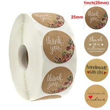 1inch round roll sticker floral thank you sticker seal tag 500 pcs / roll Cake Packaging seal labels gift tag handmade sticker