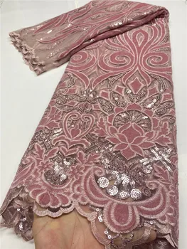 

XIYA Nigerian Sequins Velvet Lace Fabrics Sewing African Lace Fabric 2020 High Quality For Women Wedding Party Dress QF3580B-4